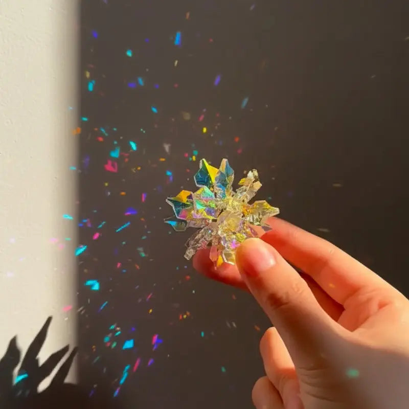 Crystal Aurora Suncatcher in sunlight with rainbow prism reflections photo 8