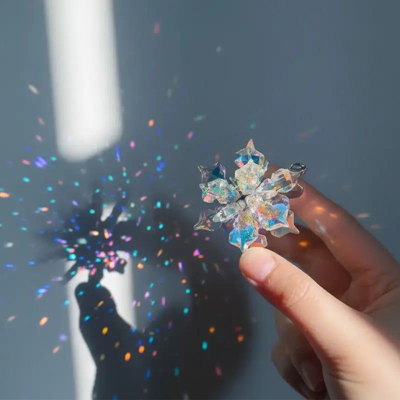 Crystal Aurora Suncatcher in sunlight with rainbow prism reflections photo 2