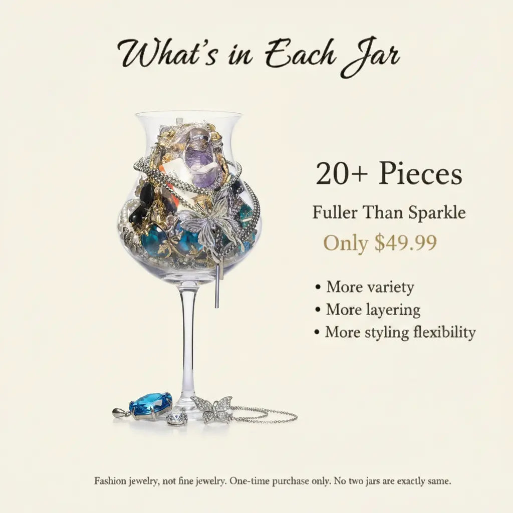 Dreamy Gem Mystery Jewelry Glass – 20+ Crystal & Butterfly Surprise Pieces | MystiBox