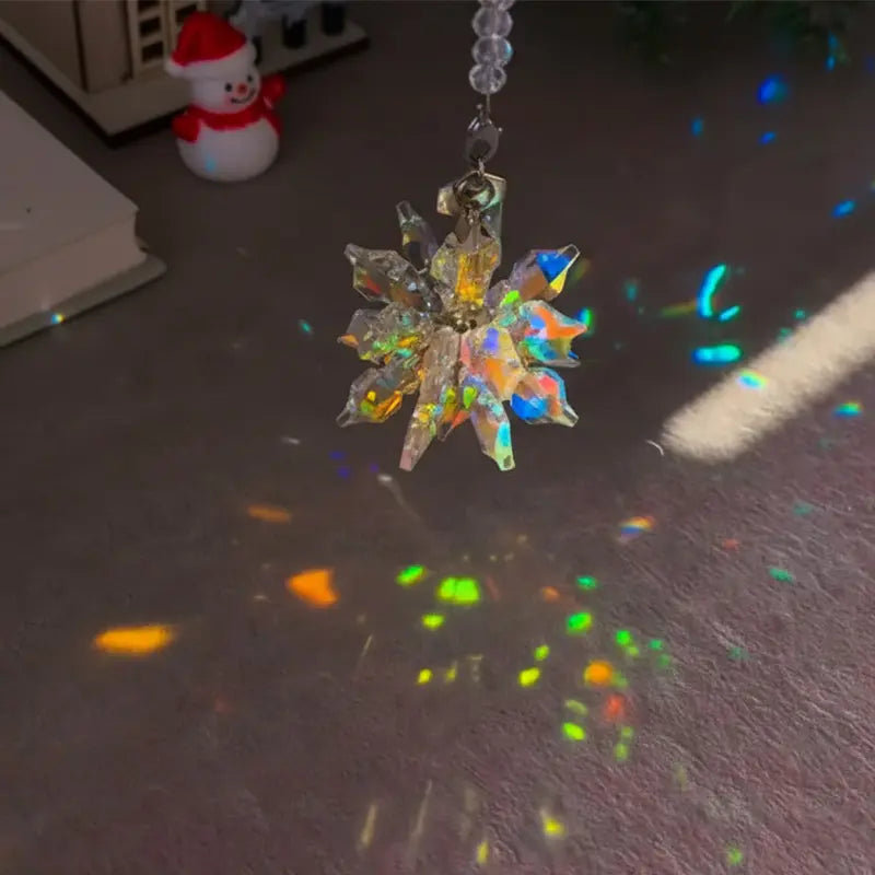 Crystal Aurora Suncatcher in sunlight with rainbow prism reflections photo 4