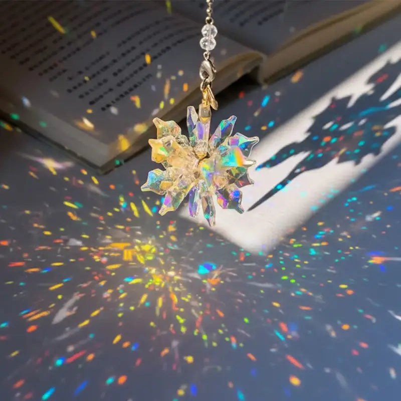 Crystal Aurora Suncatcher in sunlight with rainbow prism reflections photo 5