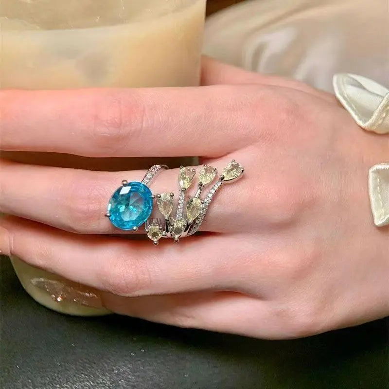 Blue Sapphire Crystal Cocktail Ring from MystiBox photo 3