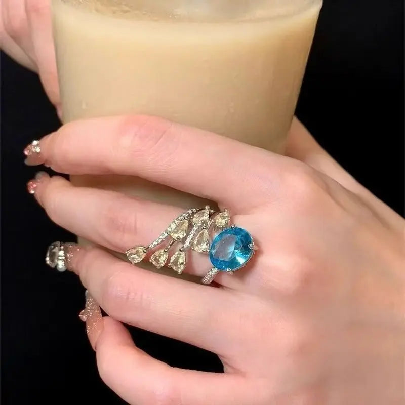 Blue Sapphire Crystal Cocktail Ring from MystiBox photo 4