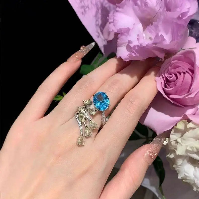 Blue Sapphire Crystal Cocktail Ring from MystiBox photo 6