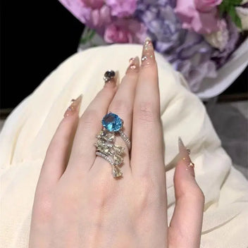 Blue Sapphire Crystal Cocktail Ring from MystiBox photo 1