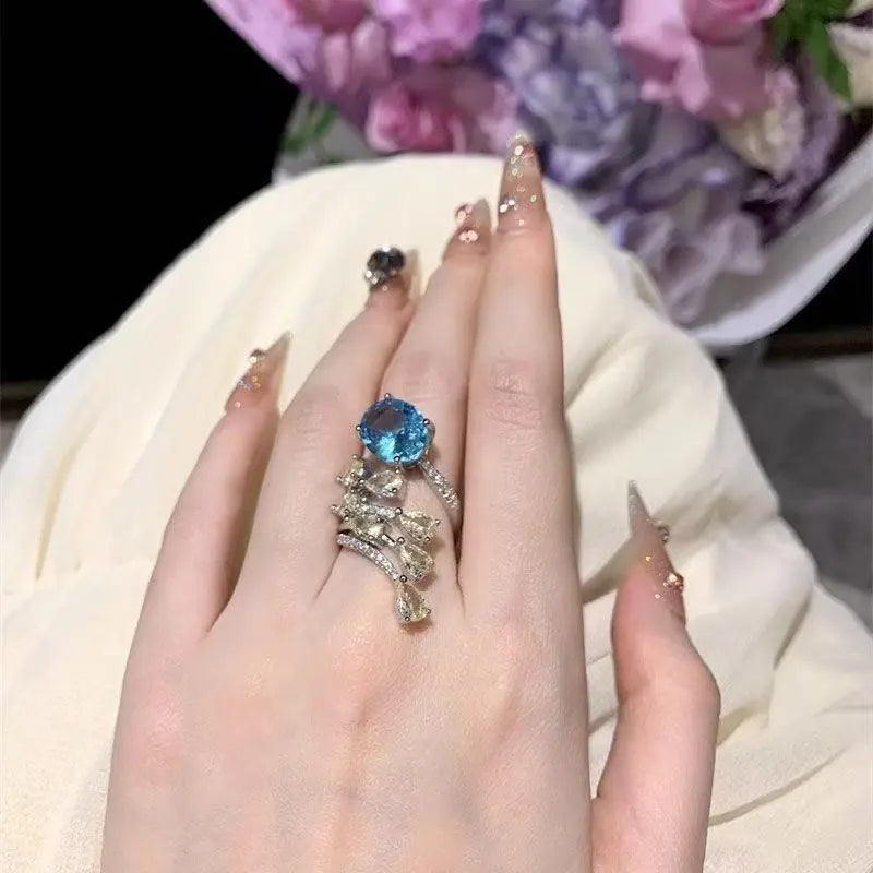 Blue Sapphire Crystal Cocktail Ring from MystiBox photo 1