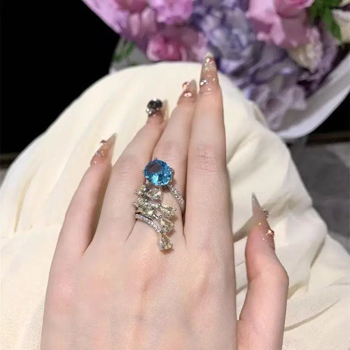 Blue Sapphire Crystal Cocktail Ring from MystiBox photo 1