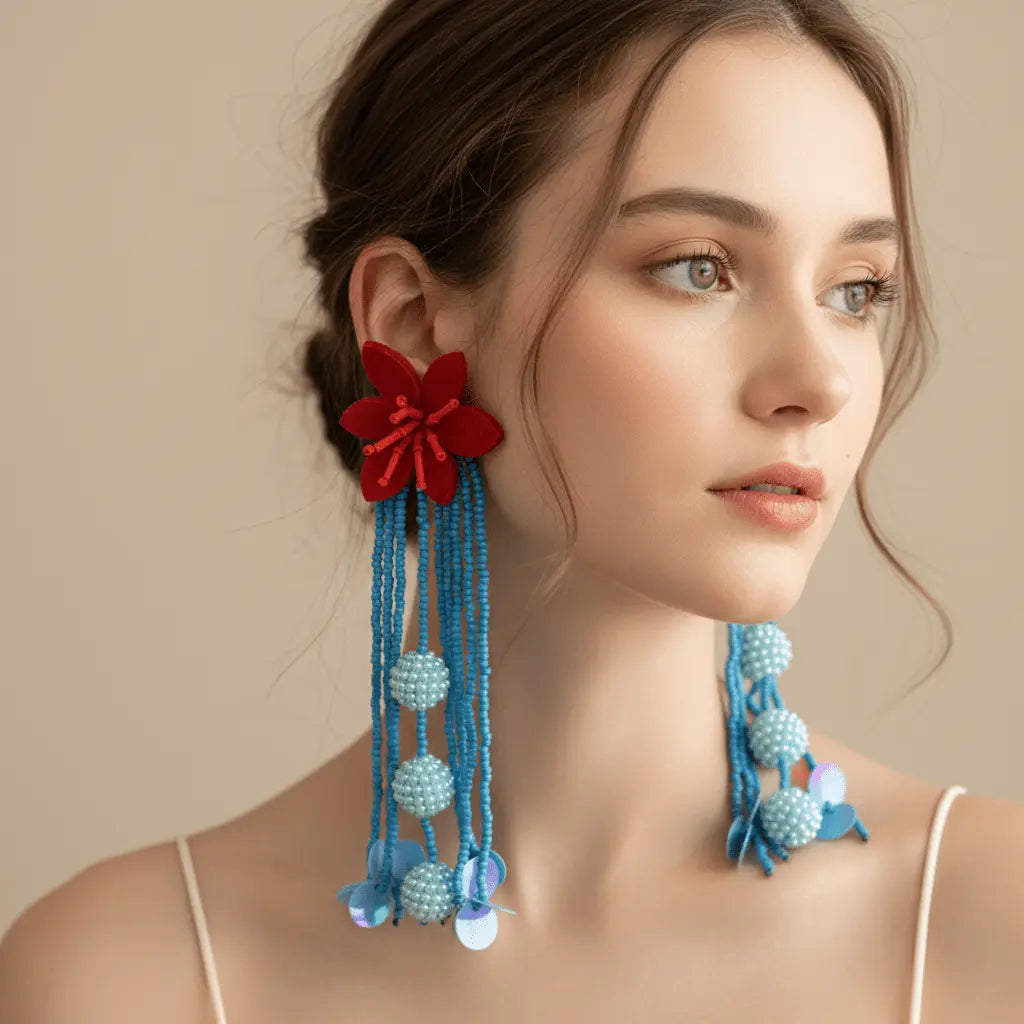 Boho Floral Beaded Drop Earrings from MystiBox photo 2