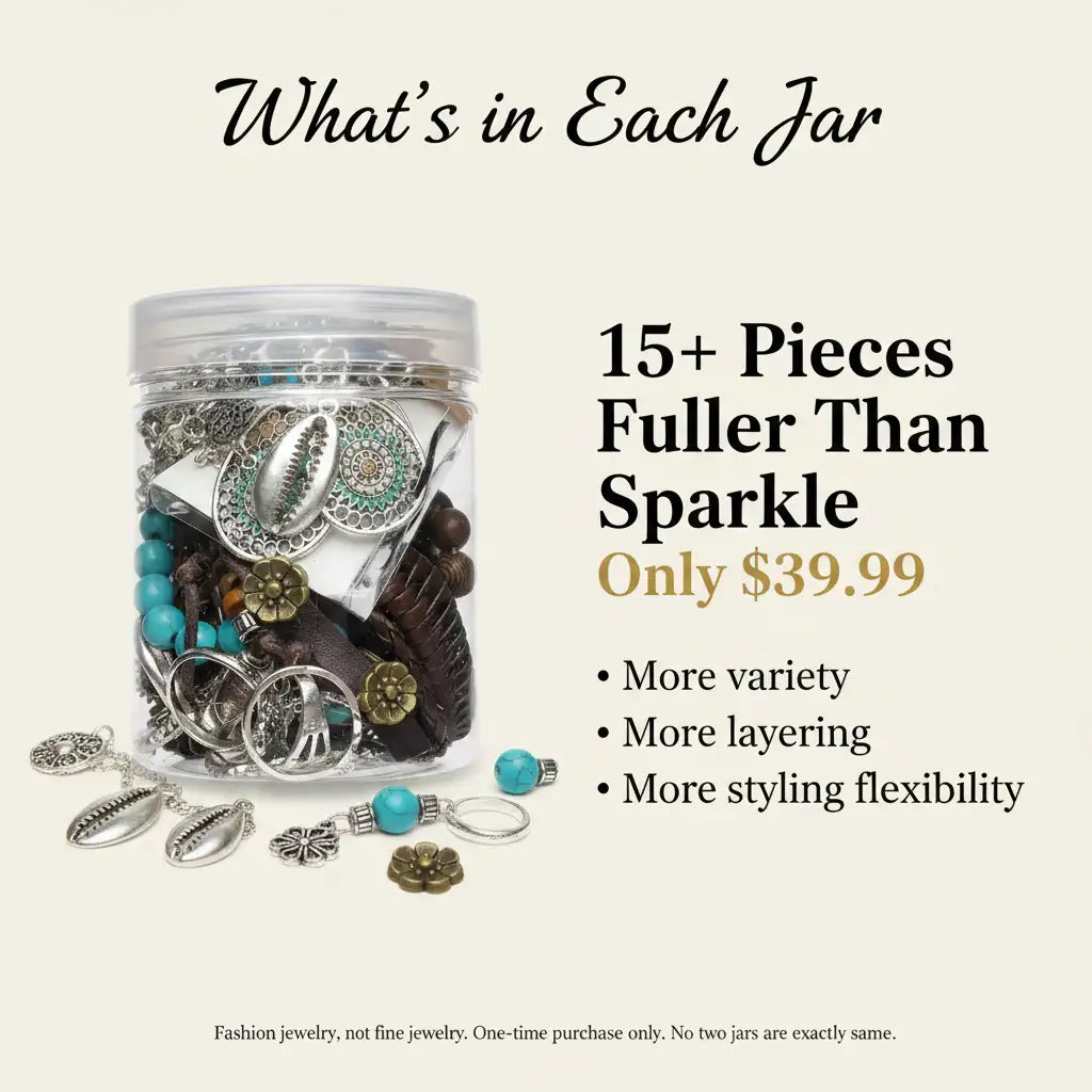 Boho Soul Mystery Jewelry Jar – 15+ Turquoise, Shell & Silver Surprise Pieces | MystiBox
