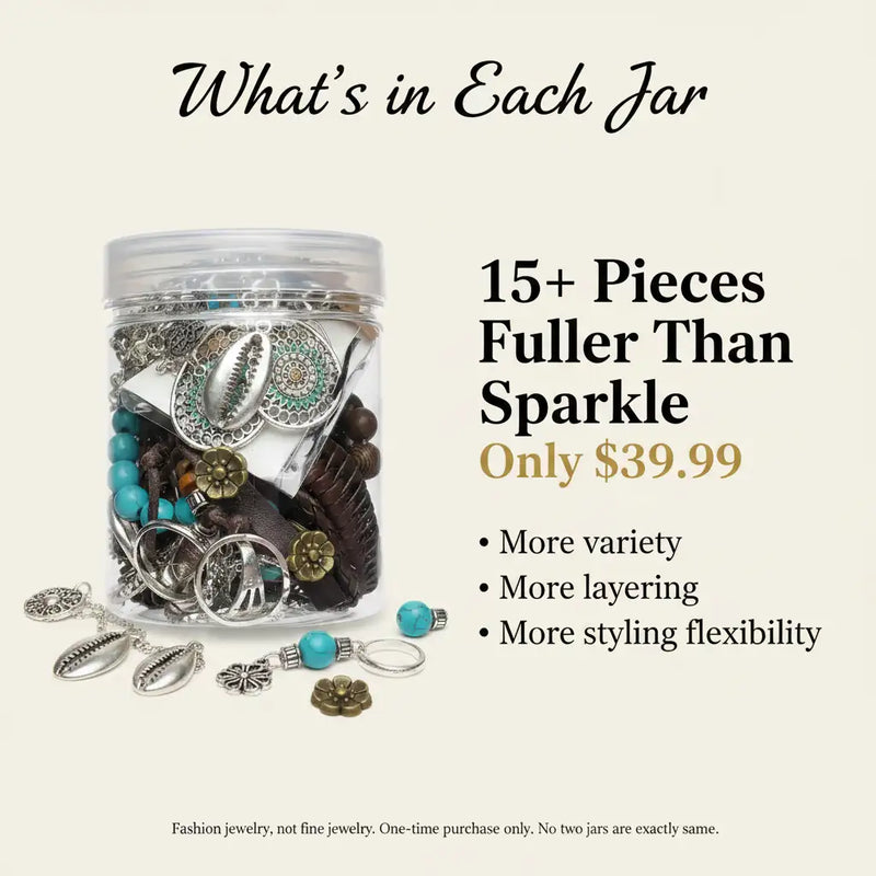 Boho Soul Mystery Jewelry Jar – 15+ Turquoise, Shell & Silver Surprise Pieces | MystiBox