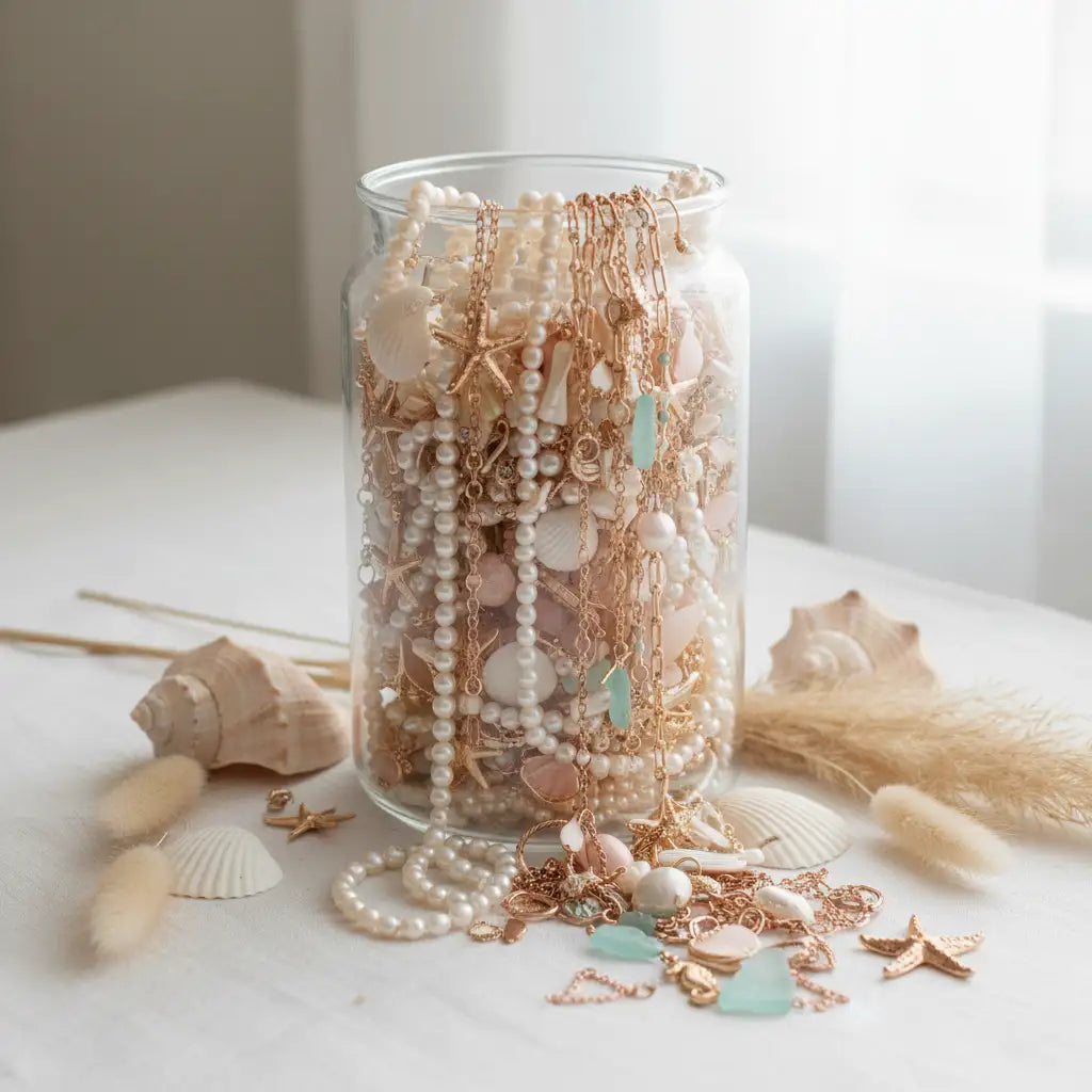 Ocean Shell Mystery Jewelry Jar – 25+ Surprise Coastal Style Pieces | MystiBox