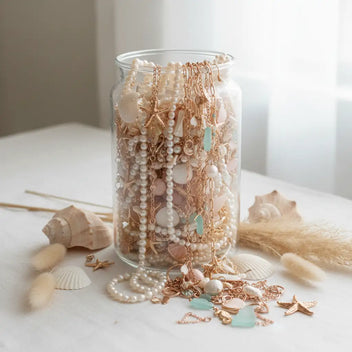 Ocean Shell Mystery Jewelry Jar – 25+ Surprise Coastal Style Pieces | MystiBox