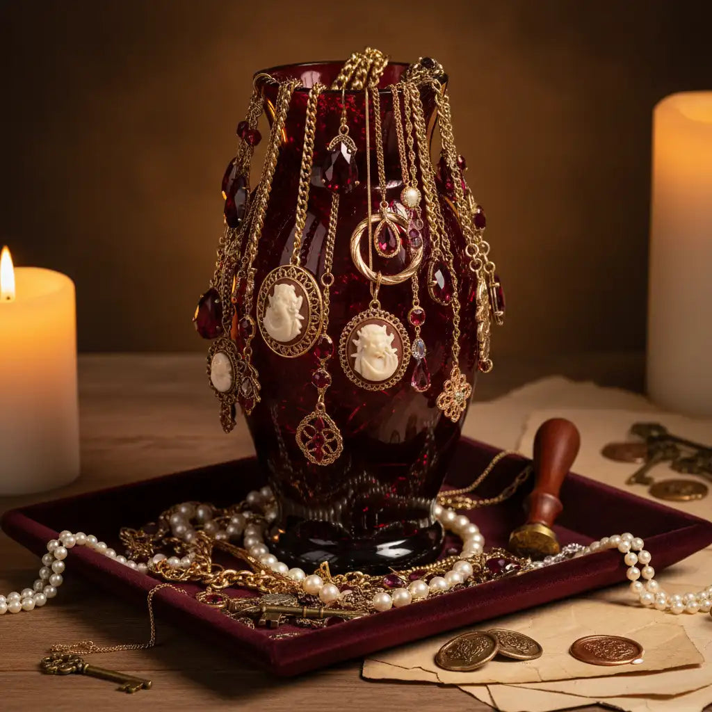 Influencer-Inspired Dark Rose Mystery Jewelry Vase | 35+ Gothic, Ruby & Vintage Charm Pieces