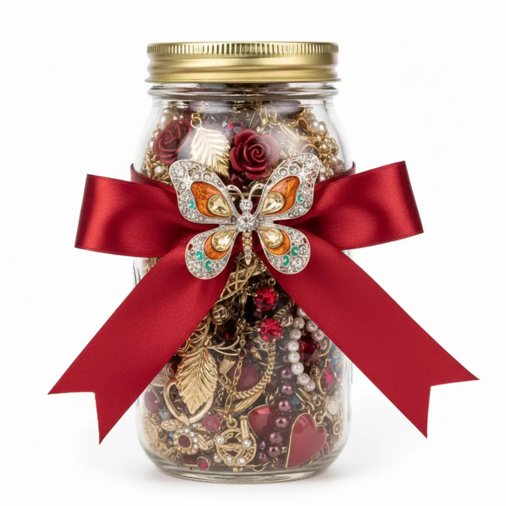 Floral Romance Mystery Jewelry Jar – 40+ Rose, Gold & Charm Surprise Pieces | MystiBox