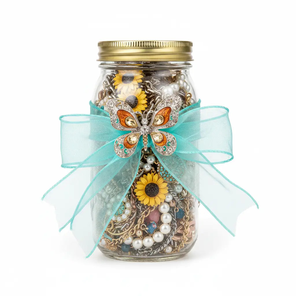 Floral Romance Mystery Jewelry Jar – 40+ Rose, Gold & Charm Surprise Pieces | MystiBox