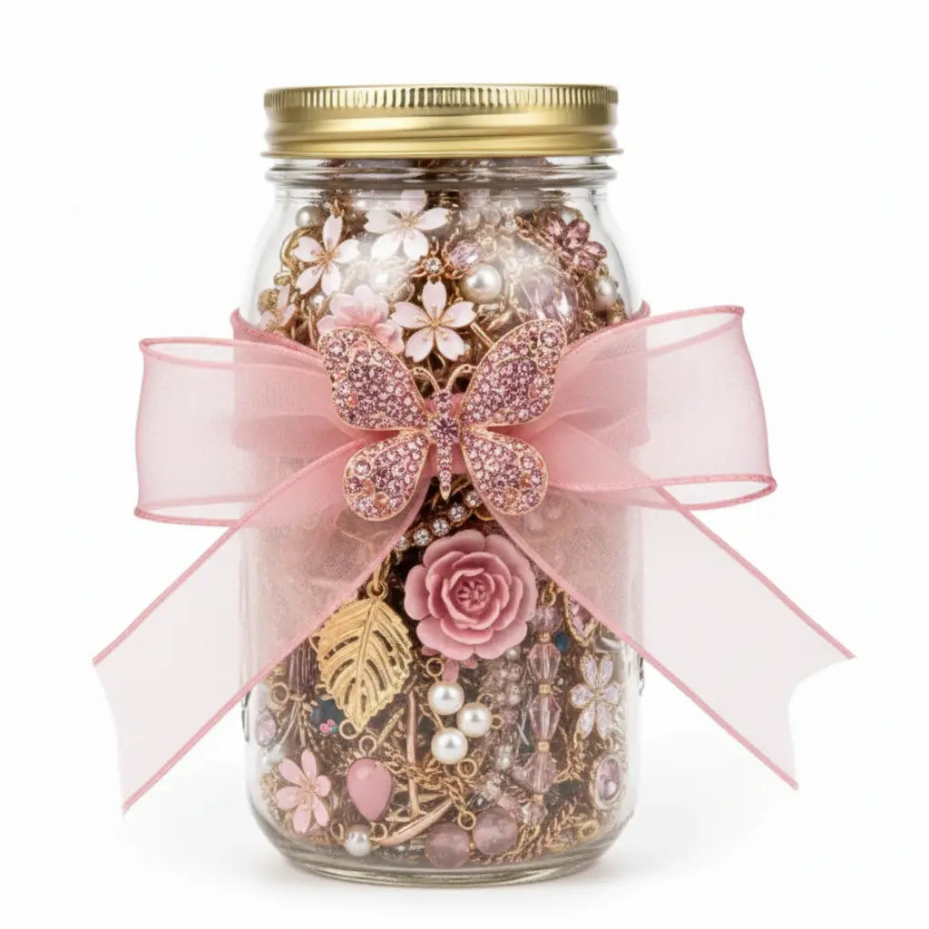 Floral Romance Mystery Jewelry Jar – 40+ Rose, Gold & Charm Surprise Pieces | MystiBox