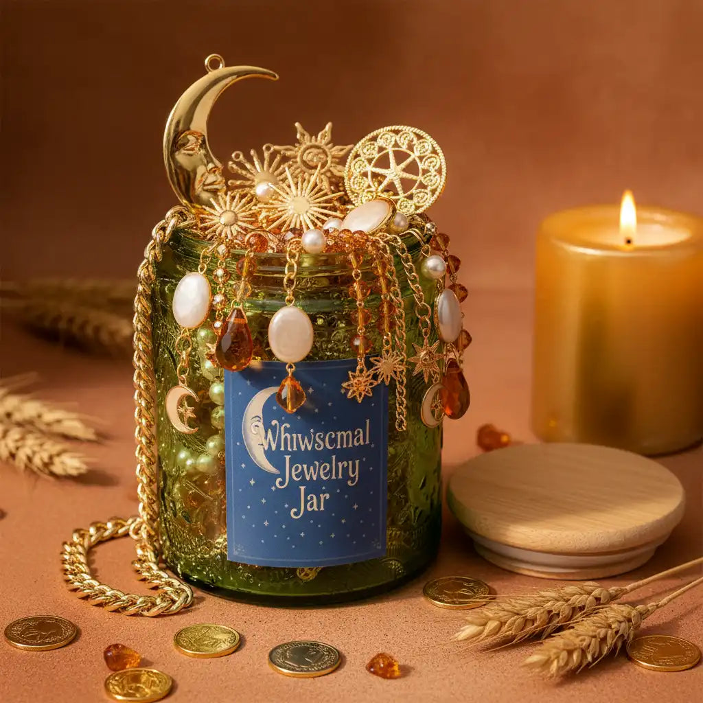 Influencer-Inspired Whimsical Moon Mystery Jewelry Jar | 15+ Celestial, Crystal & Charm Pieces
