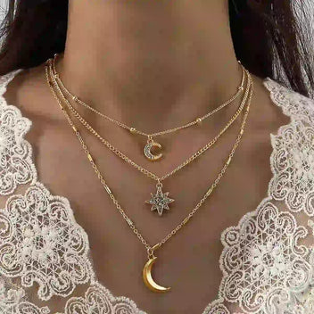 Gold Moon & Star Layered Necklace Set from MystiBox photo 1