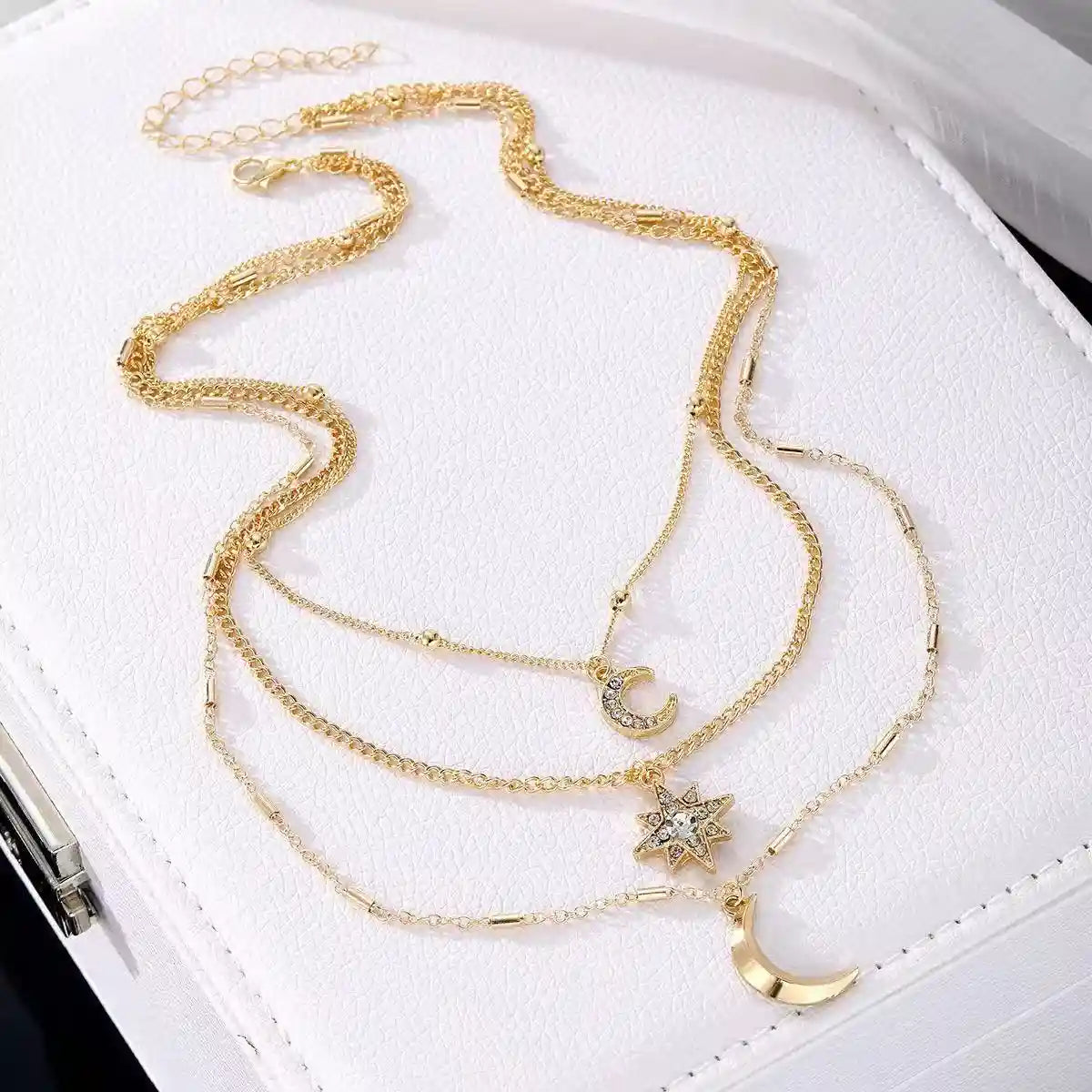 Gold Moon & Star Layered Necklace Set from MystiBox photo 3