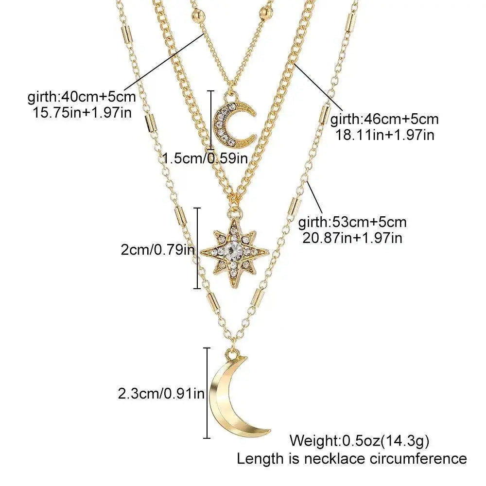 Gold Moon & Star Layered Necklace Set from MystiBox photo 2