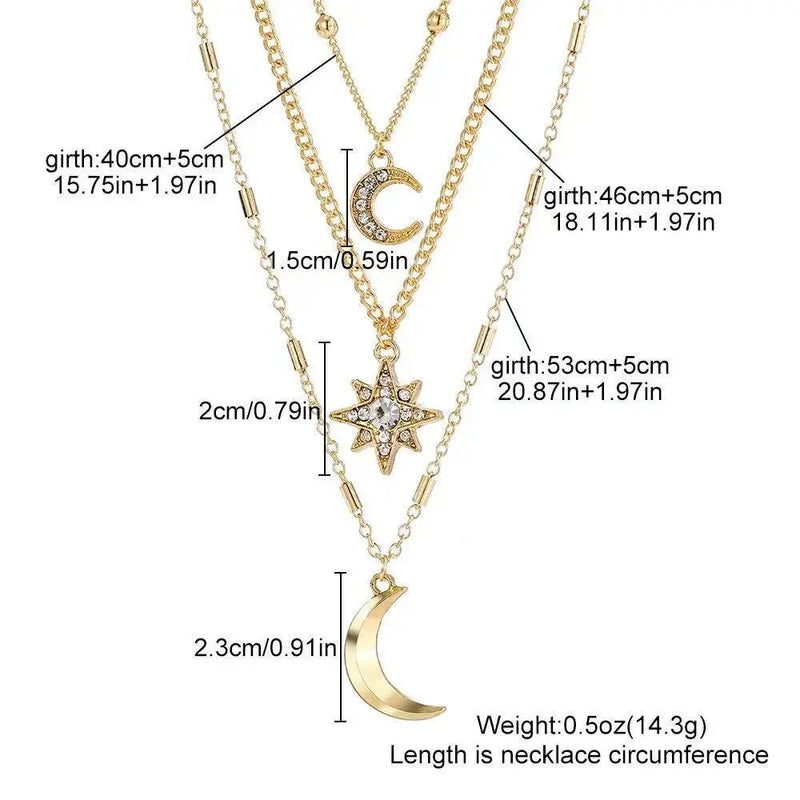 Gold Moon & Star Layered Necklace Set from MystiBox photo 2