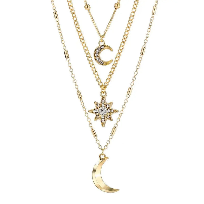 Gold Moon & Star Layered Necklace Set from MystiBox photo 4