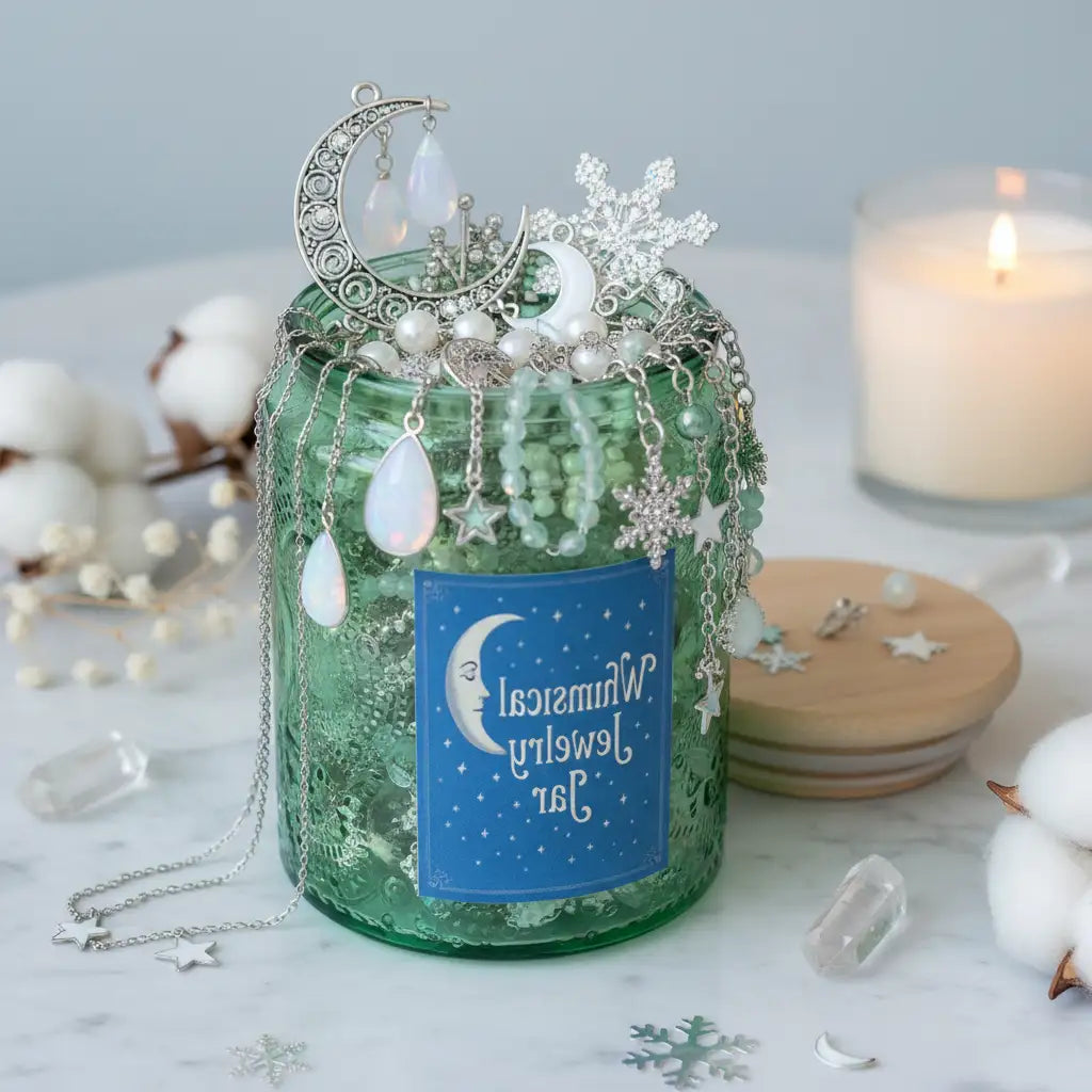 Influencer-Inspired Whimsical Moon Mystery Jewelry Jar | 15+ Celestial, Crystal & Charm Pieces