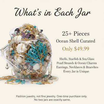 Ocean Shell Mystery Jewelry Jar - What's in Each Jar Infographic