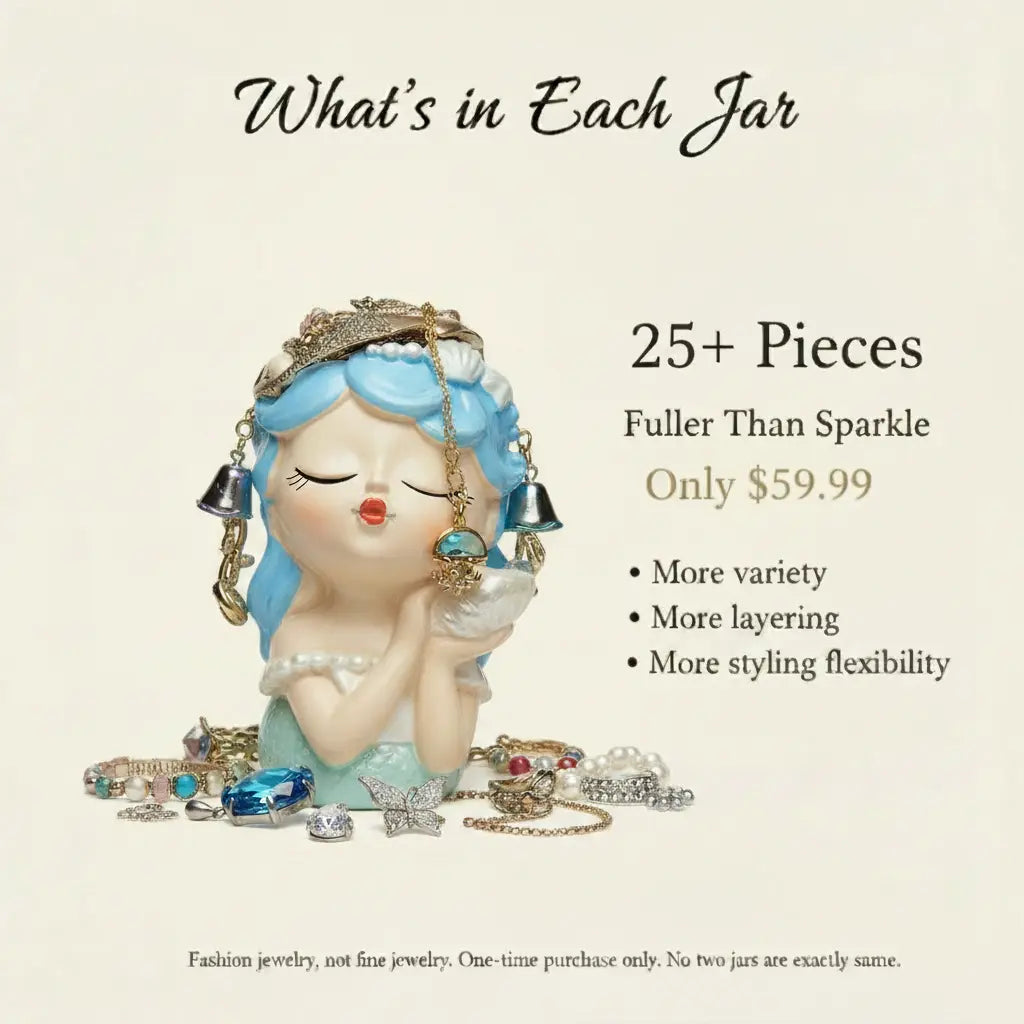 Ocean Pearl Mystery Jewelry Jar – 25+ Shell & Aqua Gem Surprise Pieces | MystiBox