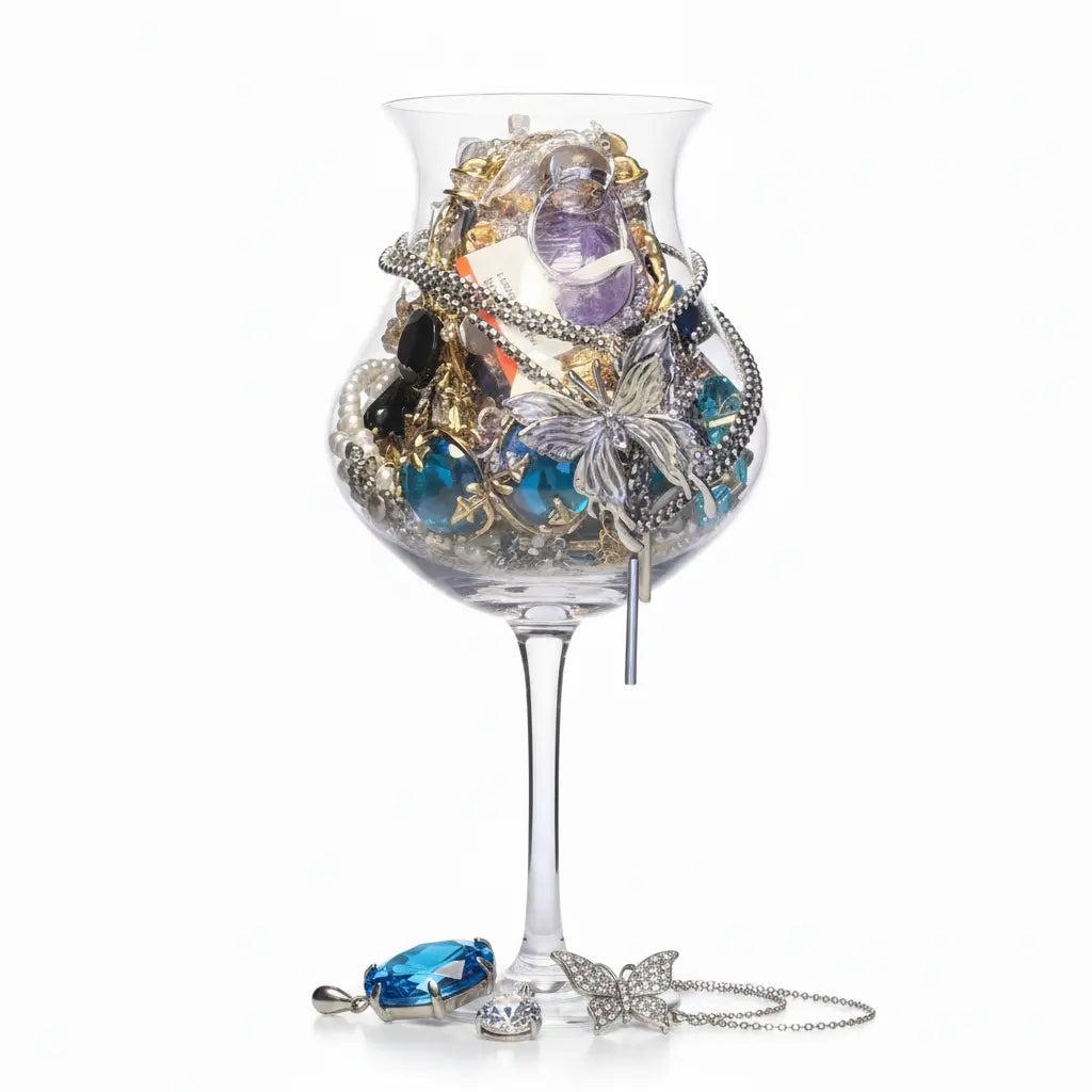 Dreamy Gem Mystery Jewelry Glass – 20+ Crystal & Butterfly Surprise Pieces | MystiBox