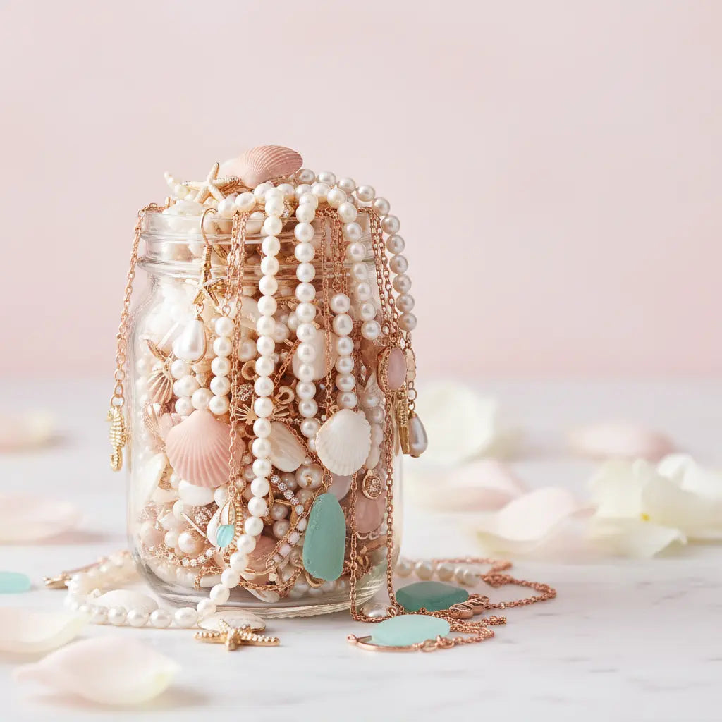 Ocean Shell Mystery Jewelry Jar – 25+ Surprise Coastal Style Pieces | MystiBox