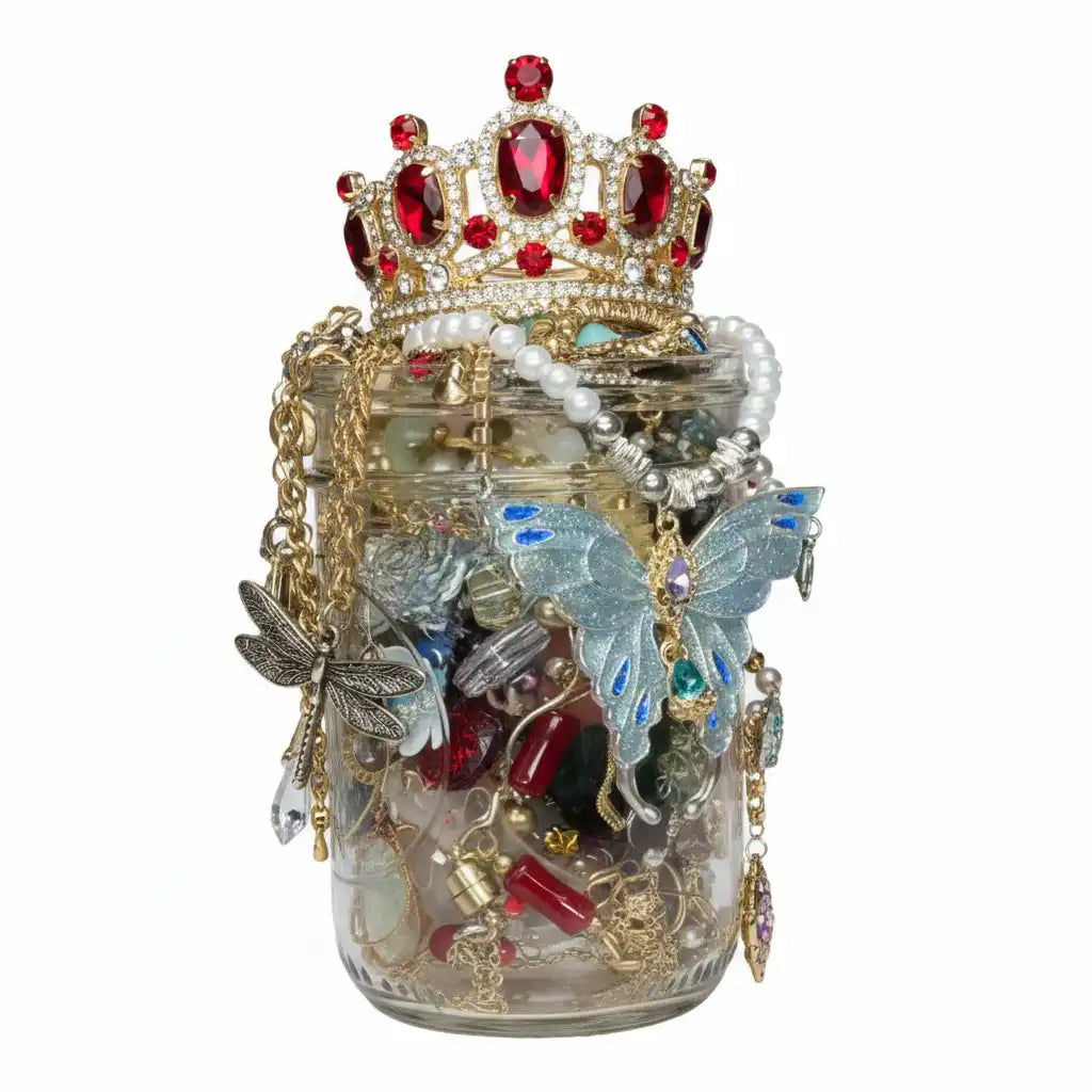 Vintage Fantasy Mystery Jewelry Glass – 40+ Crystal & Butterfly Surprise Pieces | MystiBox