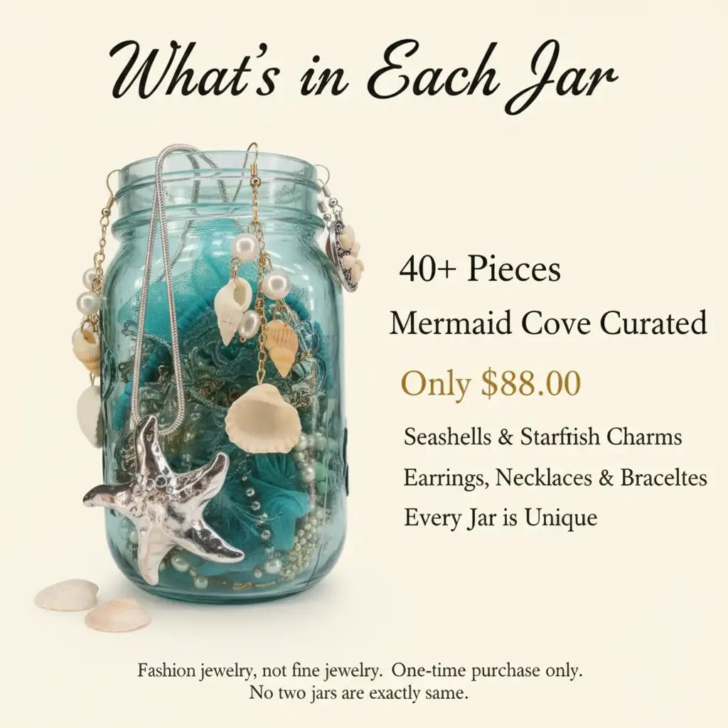 Mermaid Cove Mystery Jewelry Jar – 40+ Ocean-Themed Surprise Pieces | MystiBox