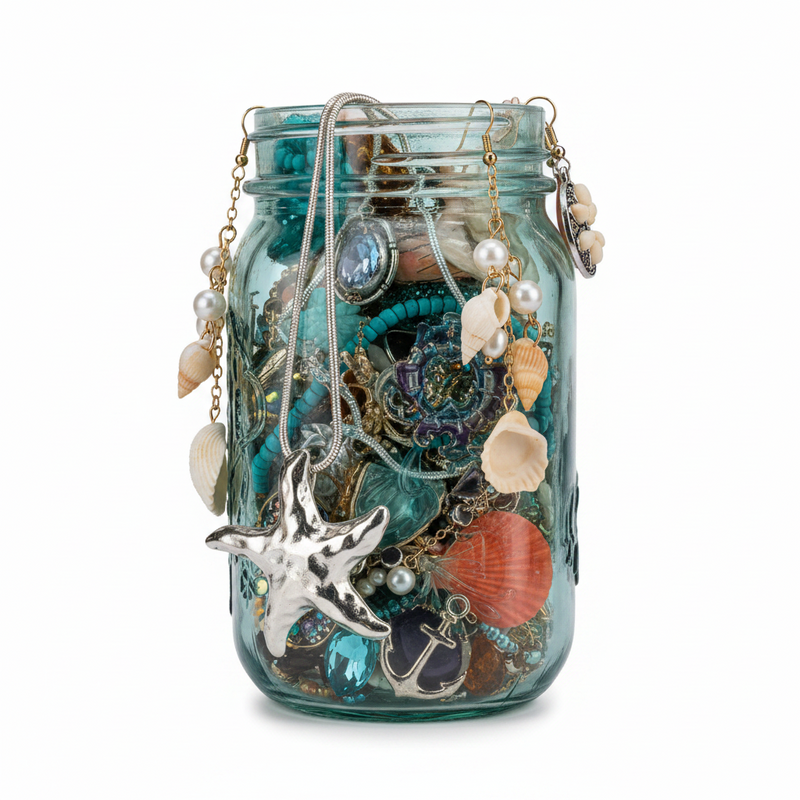 Mermaid Cove Mystery Jewelry Jar – 40+ Ocean-Themed Surprise Pieces | MystiBox