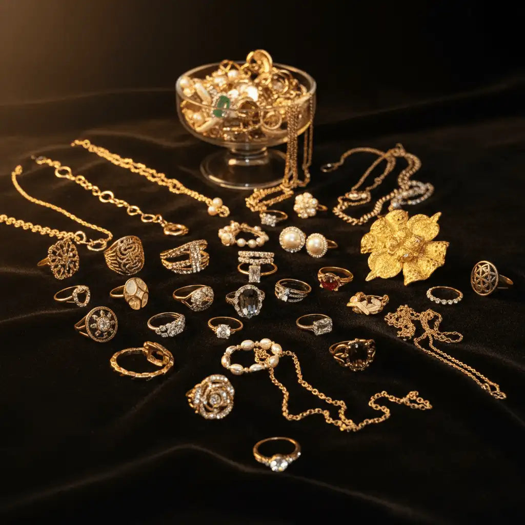 Noir Gold Edition – Gold & Black Gothic Jewelry Surprise Jar gothic jewelry gift set photo 4