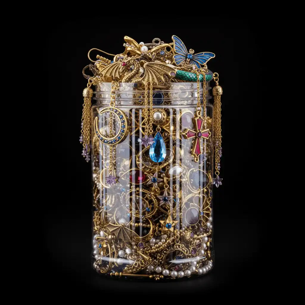 Noir Gold Edition – Gold & Black Gothic Jewelry Surprise Jar gothic jewelry gift set photo 5