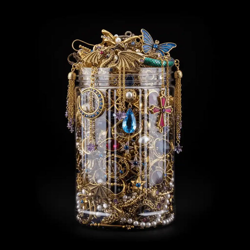 Noir Gold Edition – Gold & Black Gothic Jewelry Surprise Jar gothic jewelry gift set photo 5