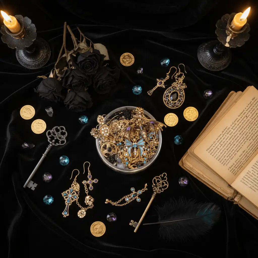Noir Gold Edition – Gold & Black Gothic Jewelry Surprise Jar gothic jewelry gift set photo 7