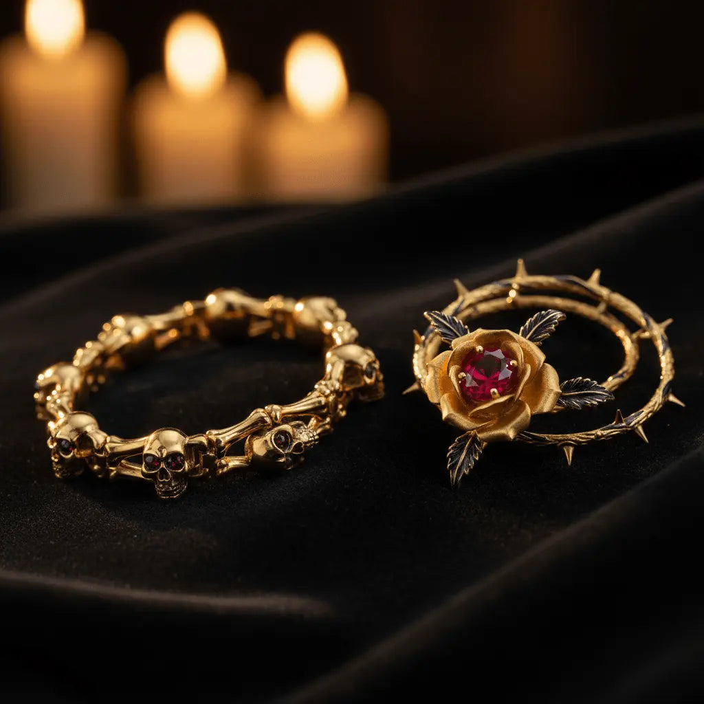 Noir Gold Edition – Gold & Black Gothic Jewelry Surprise Jar gothic jewelry gift set photo 8