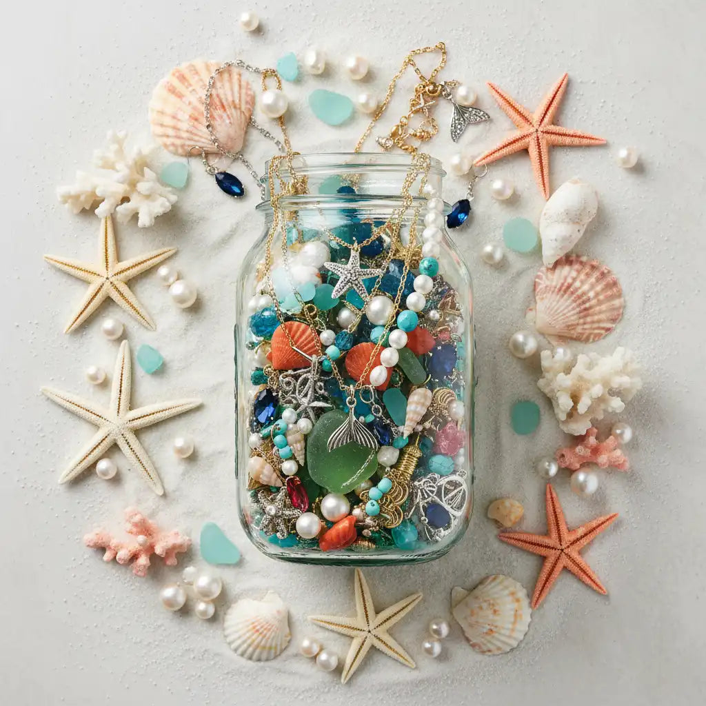 Mermaid Cove Mystery Jewelry Jar – 40+ Ocean-Themed Surprise Pieces | MystiBox