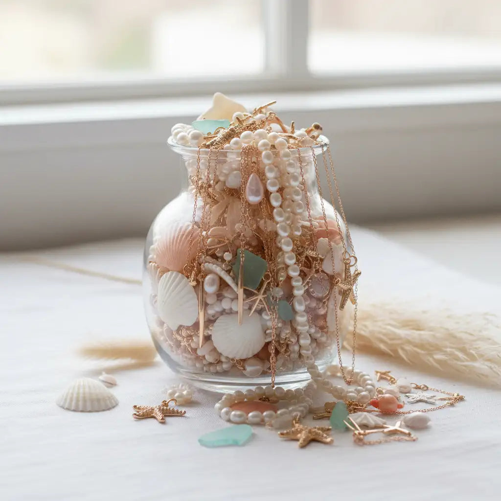 Ocean Shell Mystery Jewelry Jar – 25+ Surprise Coastal Style Pieces | MystiBox