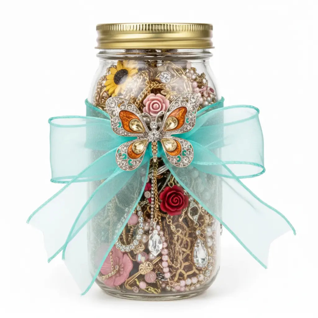 Floral Romance Mystery Jewelry Jar – 40+ Rose, Gold & Charm Surprise Pieces | MystiBox