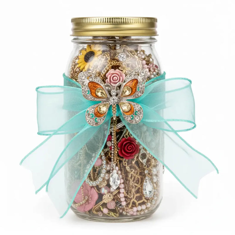 Floral Romance Mystery Jewelry Jar – 40+ Rose, Gold & Charm Surprise Pieces | MystiBox