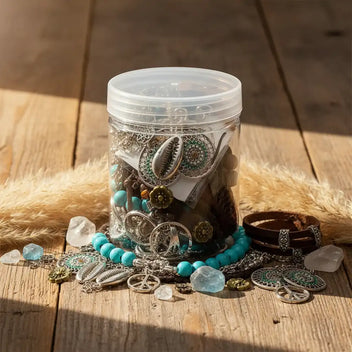 Boho Soul Mystery Jewelry Jar – 15+ Turquoise, Shell & Silver Surprise Pieces | MystiBox
