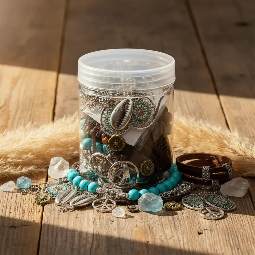 Boho Soul Mystery Jewelry Jar – 15+ Turquoise, Shell & Silver Surprise Pieces | MystiBox