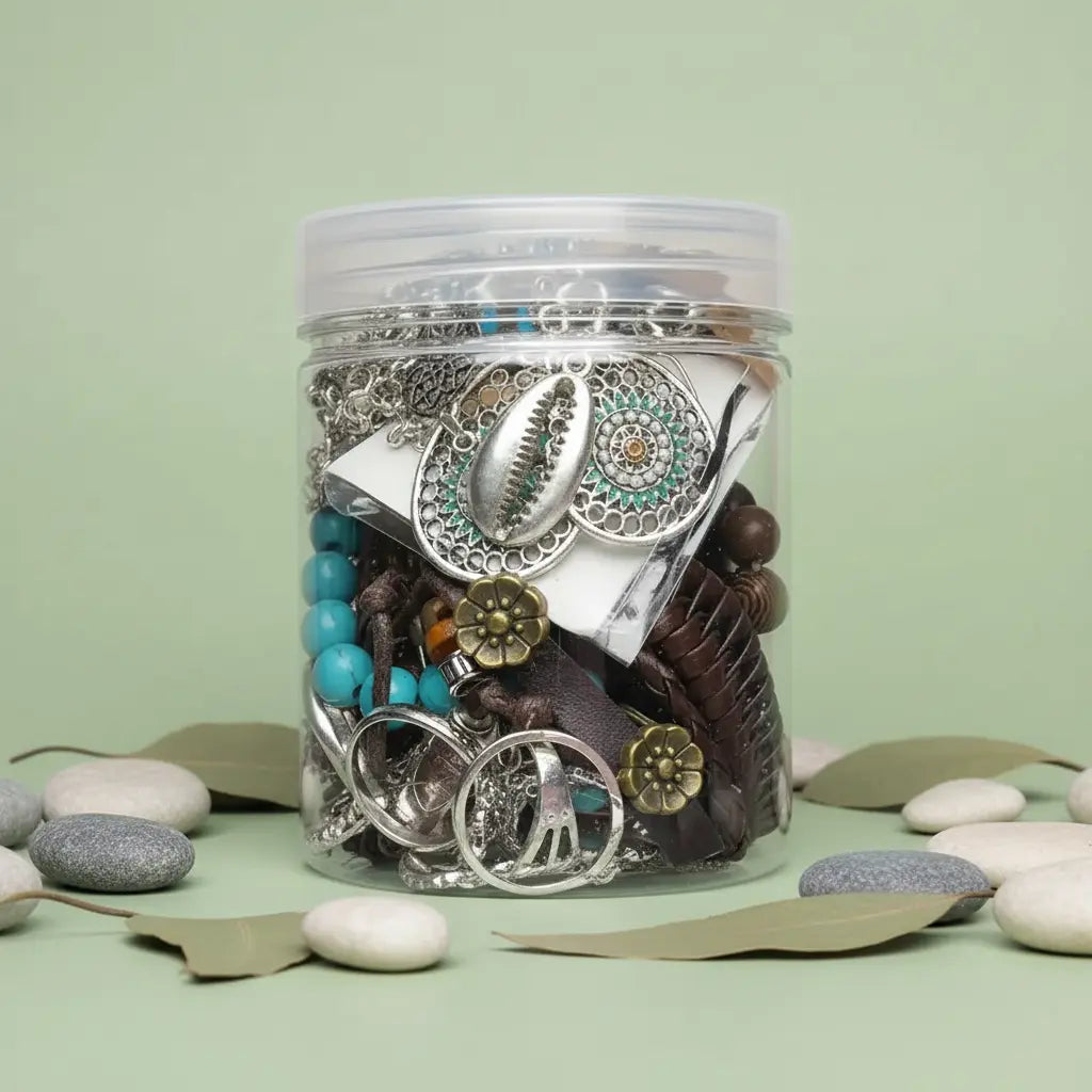Boho Soul Mystery Jewelry Jar – 15+ Turquoise, Shell & Silver Surprise Pieces | MystiBox