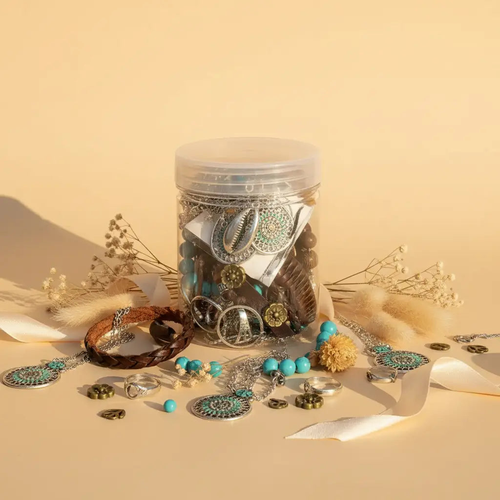 Boho Soul Mystery Jewelry Jar – 15+ Turquoise, Shell & Silver Surprise Pieces | MystiBox