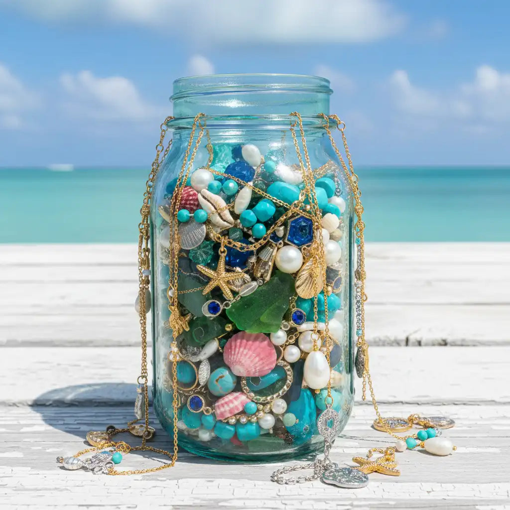 Mermaid Cove Mystery Jewelry Jar – 40+ Ocean-Themed Surprise Pieces | MystiBox