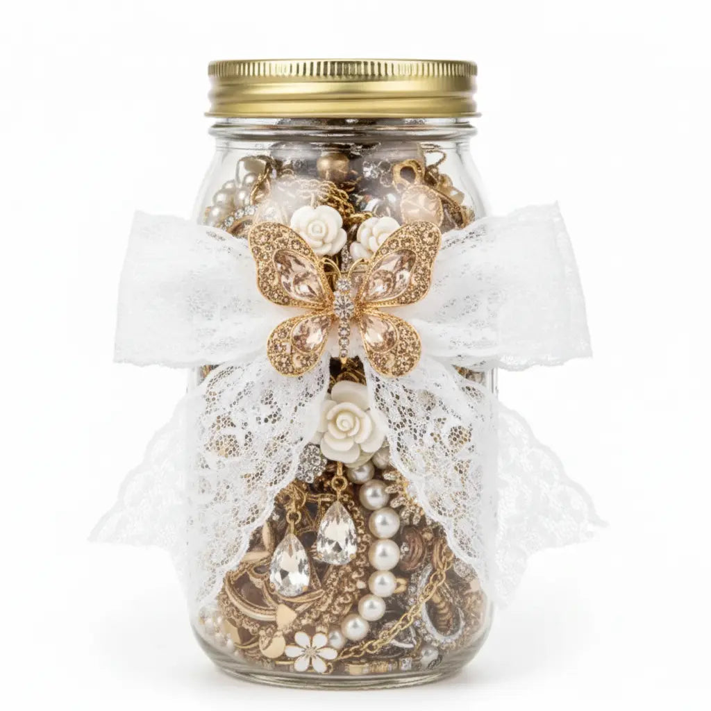 Floral Romance Mystery Jewelry Jar – 40+ Rose, Gold & Charm Surprise Pieces | MystiBox
